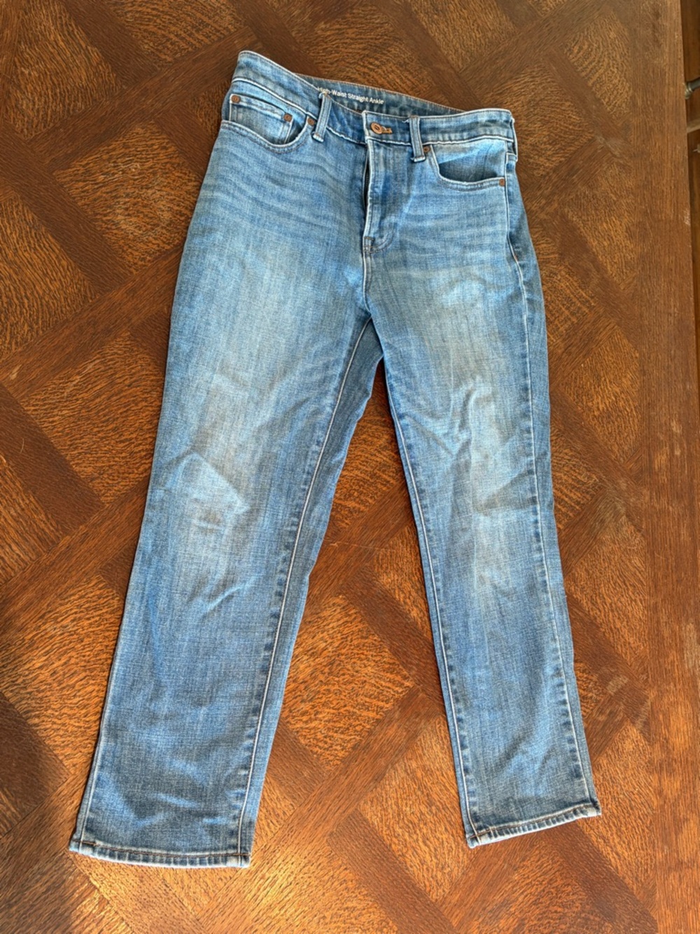 Talbots High-Waist Straight Ankle Jeans in Light Blue Denim